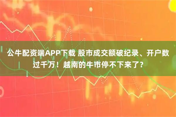 公牛配资端APP下载 股市成交额破纪录、开户数过千万！越南的牛市停不下来了？