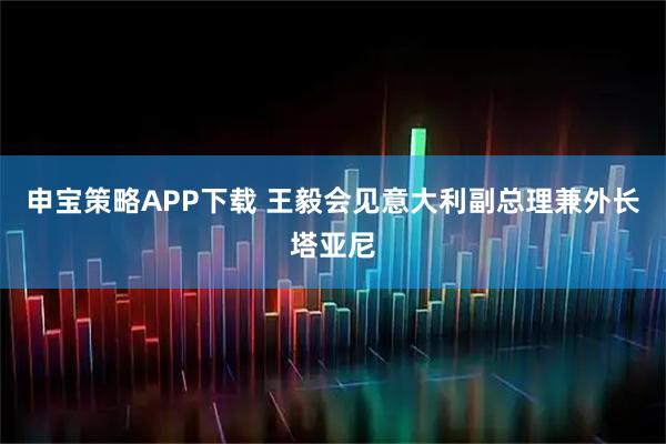 申宝策略APP下载 王毅会见意大利副总理兼外长塔亚尼